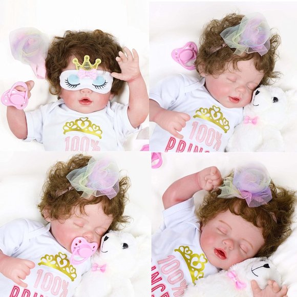 Sleeping Reborn Baby Dolls, 20 Inch Lifelike Newborn Baby Girl Doll - Picture 8 of 9